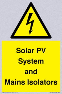 Solar PV System and Mains Isolators